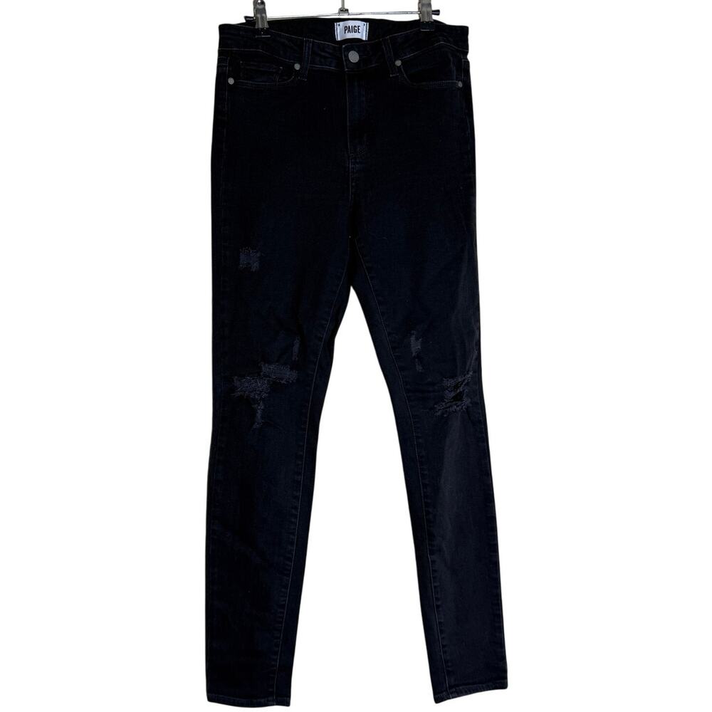 Paige Hoxton Ultra Skinny Jeans Women 30 Black Distressed Grunge Dark Academia